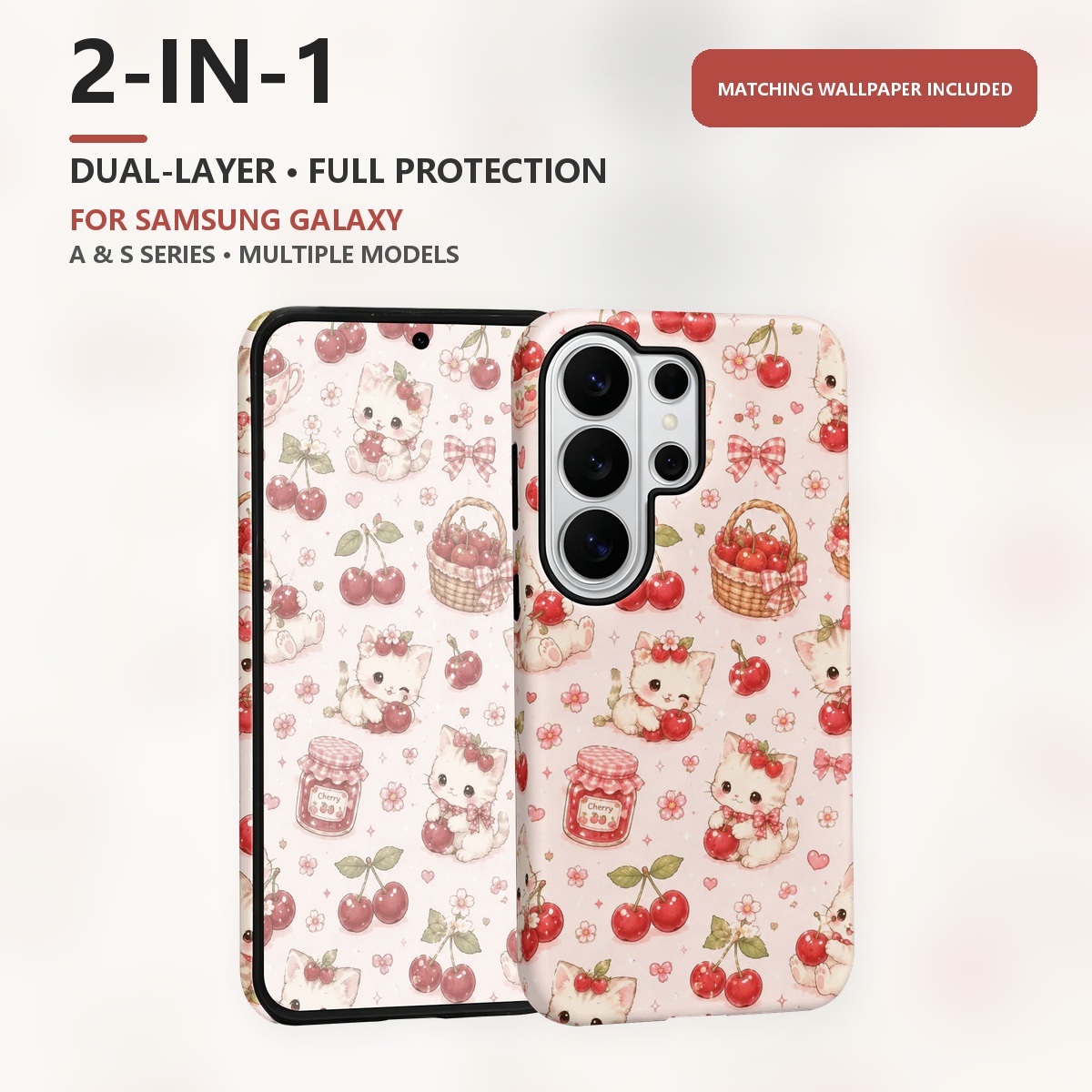 Cute Kitten Cherry Pattern 2-i - Samsung Galaxy S24 recension och pris